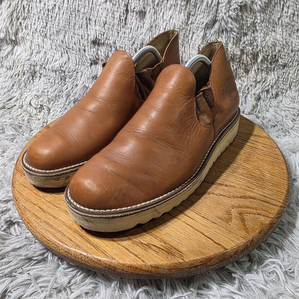 Vintage Lake Of The Woods Mens Sz 10.5 Orange Brown Leather Low Top Loafer Shoes